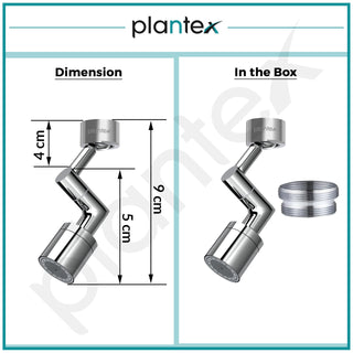 Plantex Tap Extender for Kitchen Sink/Tap Aerator for Kitchen/Sink Tap Extension for Kitchen/Water Saving Movable Sink Faucet/Fits F22 and M24 mm tap (XL-2042/Chrome)