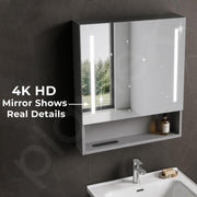 Plantex Wall Mount Vanity Cabinet with Washbasin and Mirror/Rectangular Basin with Cabinet for Bathroom - (Lara - 600, Grey)