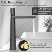 Plantex Pure Brass Basin Mixer/Pillar Tap for Wash Basin/Water Tap for Wash Basin/Tap for Wash Basin- (7880-Grey)