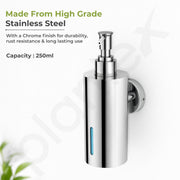 Plantex Liquid Soap Dispenser for Bathroom/Stainless Steel Shampoo Dispenser/Round Hand wash Dispense/Bathroom Accessories - Pack of 1 (Chrome)