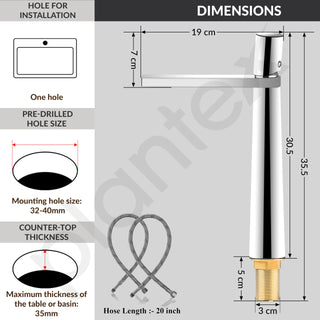 Plantex Pure Brass Basin Mixer Tap Hot & Cold/Single Lever Pillar Cock Water Tap for Wash Basin/Deck Mount - (7880-Chrome)