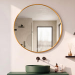 Plantex Aluminium Frame Mirror for Wall/Round Wall Mount Mirror for Bedroom/Dressing Room/Living Room/Entryway - (DIA-24in - Gold)