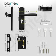 Plantex Heavy-Duty Door Lock/Door Handle Set with 3 Years of Warranty/Mortise Lock with 3 Keys, Brass Lockbody & Cylinder (8135 - Z-Black)