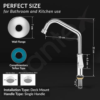 Plantex LEA-712 Pure Brass Kitchen Sink Tap with 360° Swivel Spout for Kitchen Tape with Water Saving Aerator with Teflon Tape-7 Year Warranty by Plantex (Chrome)