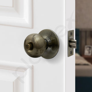Plantex Bathroom Door Lock/Keyless Cylindrical Lock for Bathroom/Balcony/Tubular Door Knob/Handle (Without Key-Brass Antique)