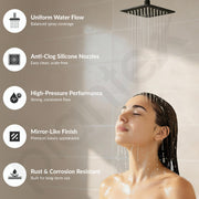 Plantex Stainless Steel Overhead Shower 4 x 4 inch with Water-Saving Technology/High pressure Rain Shower Head without Arm/Bathroom Shower -(Ultra Slim-PVD Black)