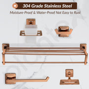 Plantex 304 Grade Stainless Steel Towel Rack for Bathroom/Soap Dish/Napkin Ring/Tumbler Holder/Robe Hook/Decan Bathroom Accessories -(Set of 5, Rose Gold)