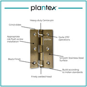 Plantex Heavy Duty Door Hinges 3 inch x 16 Gauge/1.5 mm Thickness Home/Office/Hotel for Main Door/Wooden/Bedroom/Kitchen/Kabja - Pack of 3 (Brass Antique)