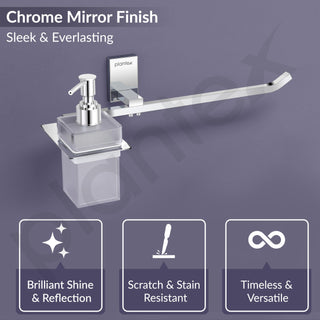 Plantex 304 Grade Stainless Steel Liquid Soap Dispenser/Shampoo Dispenser/Napkin Ring/Towel Holder for Bathroom/Bathroom Accessories - Crystal (1420-Chrome)