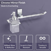 Plantex 304 Grade Stainless Steel Liquid Soap Dispenser/Shampoo Dispenser/Napkin Ring/Towel Holder for Bathroom/Bathroom Accessories - Crystal (1420-Chrome)