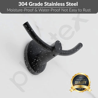 Plantex 304 Grade Stainless Steel Robe Hook for Hanging Clothes/Towel Hanger/Hooks for Bathroom/Living Room/Bathroom Accessories - Oreva (Black)