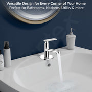 Plantex Brass Pillar Cock Water Tap/Pillar Cock for Wash Basin with Teflon Tape/Single Lever Tabletop Basin Tap - (3501, Chrome)