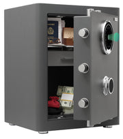 Plantex Safe Locker for Home/32 litre Anti-Burglary Safety Locker Box with Biometric Fingerprint/Touchscreen & Emergency Key/Tijori with External Power Backup/2 Years Warranty By Plantex (Grey)