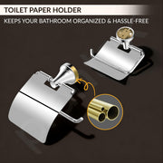 Plantex Paper Holder for Bathroom/Pure Brass Toilet Paper Holder/Tissue Paper Roll Holder/Bathroom Accessories - Pack of 1 (APS-EFL-12, Chrome)