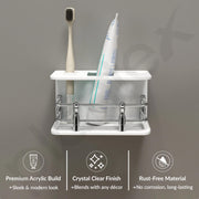 Plantex Acrylic Tooth Brush/Tumbler Holder/Stand for Bathroom Accessories - (White)