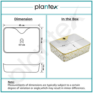 Plantex Table Top Wash Basin For Bathroom/Designer Ceramic Basin/Countertop Vessel Sink Basin - Indo-European Collection (19 x 15 x 5.5 Inch)