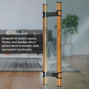 Plantex 18 Inch Main Door Handle/Stainless Steel & Wooden Door Handle/Pull-Push Handle for Door/Office & Hotel - Pack of 1 (DTMD-428, Black & Wood)