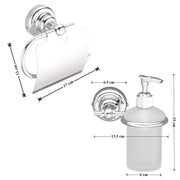 Plantex 304 Grade Stainless Steel Washroom Set of 2 - Toilet Paper Holder/Stand/Liquid Soap Dispenser - Skyllo (Chrome)