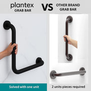 Plantex L-Shape Grab Bar for Toilet/Support Handle for Senior Citizen/Anti-Slip Shower Handrail - Stainless Steel, Pack of 1 (Black)