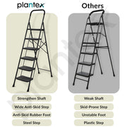 Plantex Alloy Steel 6 Step Ladder For Home/Foldable Strong Wide Step Ladder/Anti- Skid 6 Step Ladder - (Black & Grey)