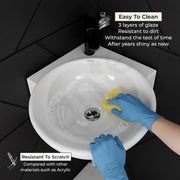 Plantex Ceramic White Corner Wash Basin/Wall Mount Basin for Bathroom/Corner Bathroom Basin/Glossy Small Sink with 10 Years Glaze Warranty by Plantex(Lily -14 x 14 x 5 Inch)