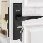 Plantex Heavy-Duty Door Lock Set - Main Door Lock Handle Set/ 6-Lever Lock Mechanism with 3 Years of Warranty/Mortise Lock with 3 Keys, Brass Lockbody & Cylinder(Black)