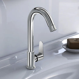 Plantex Sink Tap for Kitchen Basin/Pure Brass Tap with Water Saving Nozzle for Kitchen Sink Taps with Teflon Tape & Wall Flange (DOL-2311-Chrome)