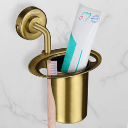 Plantex 304 Grade Stainless Steel Tumbler Holder/Tooth Brush Holder/Bathroom Accessories - Daizy (Antique)