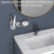 Plantex 304 Grade Stainless Steel Soap and Brush Holder Stand for Bathroom and Wash Basin/Bathroom Accessories - Oreo (Chrome)
