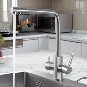 Plantex Pure Brass 3-in-1 Sink Mixer Tap Hot and Cold with Built-in RO Outlet/Mixer Tap for Bathroom with 360Ã‚Â° Swivel Spout/Kitchen Sink Tap-Chrome
