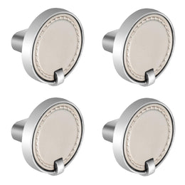 Plantex Knobs for Drawers/Drawer Knobs/Round Knob for Cabinets/Pull-Push Knob for Kitchen/Bedroom/Drawer - Pack of 4 (Satin Steel & Chrome)