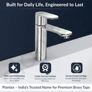 Plantex Pure Brass Pillar Cocke for Basin with Water Saving Aerator/Tap for Wash Basin with Teflon Tape/Sink tap for Wash Basin-7 Year Warranty by Plantex-(ORN-203-Chrome)