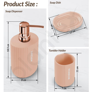 Plantex Ceramic Bathroom Set - Soap Holder for Bathroom/Liquid Soap Dispenser/Tumbler Holder/Toothbrush Holder - 3 Pcs Set