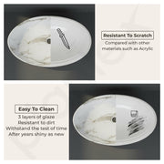 Plantex Basin for Bathroom/Ceramic Table Top Wash Basin/Over Counter Washbasin for Restaurant/Hotel (CRETA-NS-203-Marble Finis, 23 x 15 x 5.5 Inch)