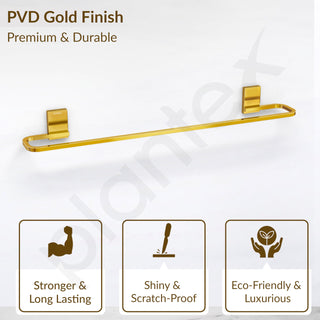 Plantex 304 Grade Stainless Steel 24 inch Single Towel Rod for Bathroom/Hand Towel Holder/Towel Hanger/Bathroom Accessories, Crystal (PVD Gold)