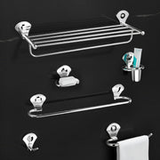Plantex High Grade Stainless Steel Bathroom Accessories Set of 6/Foldable Towel Rack/Towel Rod/Napkin Ring/Tumbler Holder/Soap Dish/Robe Hook-(Silver,Set of 6)