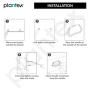 Plantex Drawer Kadi/3 Inch Chest Handle for Drawer/Rectangular Cabinet Kadi/Pull-Push Kadi for Home/Office Drawer - Pack of 6 (DTK-296, Satin White & Chrome)