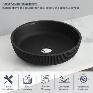 Plantex Wash Basin for Bathroom/Glass Table Top Wash Basin/Countertop Basin for Home/Office - (Black)