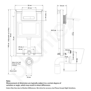 Plantex Concealed Flush for Toilet/8 LTR Water Capacity Flushing Cistern with Half Frame/Slim and Stylish Tank with Flush Plate/Concealed Cistern (Pack of 1)