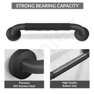 Plantex 304 Stainless Steel Grab Bar for Toilet with Grip/13 inch Anti-Slip Handle for Bathroom Support - Pack of 1 (Black)