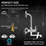 Plantex Pure Brass 3-in-1 Wall Mixer with L-Bend Provision for Overhead and Hand Shower/Bathroom Mixer Tap with Brass Wall Flange & Teflon Tape/Wall Mixer for Bathroom - (Star, Chrome)