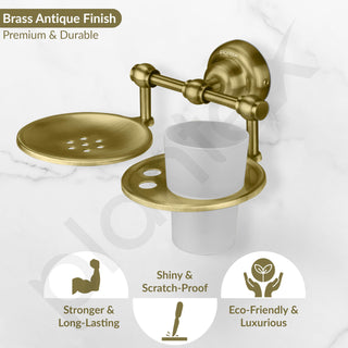 Plantex 304 Grade Stainless Steel 2in1 Soap Holder with Tumbler Holder/Bathroom Accessories - Skyllo (Antique)