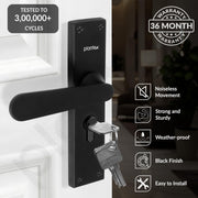 Plantex Stainless Steel Door Lock Handle Set/ 6-Lever Lock Mechanism with 3 Years of Warranty/Mortise Lock with 3 Keys, Brass Lock Body & Cylinder - (Z-Black)