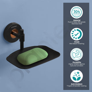 Plantex Brass with 304 Grade Stainless Steel Soap Holder for Bathroom/Soap Dish/Soap Stand/Bathroom Accessories - RDAB (Black)