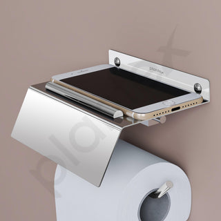 Plantex Stainless Steel Toilet Paper Holder/Toilet Paper Roll Holder/Tissue Paper Roll Holder with Mobile Stand for Bathroom Accessories - (Chrome)