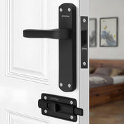 Plantex Heavy Duty Bathroom Door Lock/Mortise Handle Lock/8inch Keyless Plate Handle Set for Home/Bathroom/Store Room/Balcony/Office with Baby Latch (8132- Z-Black)