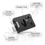 Plantex Heavy Duty Door Lock with 5 years warranty/Night Latch lock  with Key & Knob for Main Door/Tribolt lock for Inside Opening for Home,Hotel,Office - Pack of 1 (Z-Black)