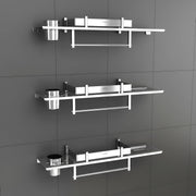 Plantex Multipurpose 4 in 1 Bathroom Shelves/Bathroom Holders for Wall Mounted, Stainless Steel (Chrome-18x5 Inches - Pack of 3)