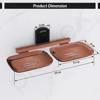 Plantex Double Soap Dish for Bathroom/304 Grade Stainless Steel Soap Holder for washbasin/Soap Stand/Bathroom Accessories - Parv (Rose Gold & Black)