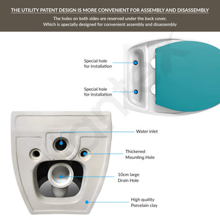 Plantex Imported Ceramic Commode Toilet/Wall Hung Commode/Rimless Washdown Flush Western Toilet with Soft Closing Toilet Seat - P Trap Outlet (1184, Ocean Blue)